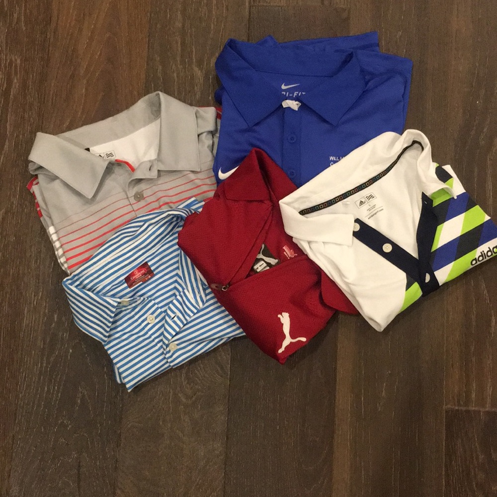 5 Men’s Golf Shirts. All Size large.